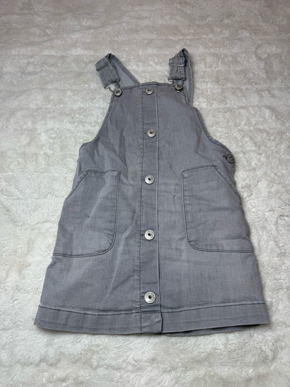 Girls' Gray Button-Front Overall Dress